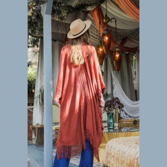 Leto Accessories | Tops | Gorgeous Rustcolored Bohemian Ruana With ...
